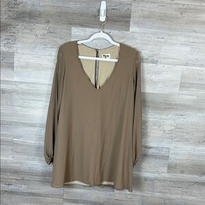 Show Me Your MuMu Tan V-Neck Blouse
